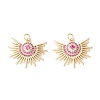 Brass Micro Pave Deep Pink Cubic Zirconia Pendants KK-Z019-15G-1