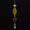 Natural Agate Piece & Metal Evil Eye Moon Hanging Ornaments PW-WG66301-05-1