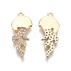Brass Micro Pave Clear Cubic Zirconia Pnedants KK-C005-13G-1