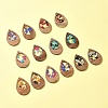 14Pcs 7 Colors Walnut Wood Resin Pendants WOOD-FS0001-31-7