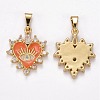 Brass Clear Cubic Zirconia Pendants ZIRC-J025-67G-02-2