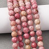 Faceted Natural Rhodonite Round Bead Strands G-M289-02-6mm-4