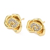 Rose Flower Brass Micro Pave Cubic Zirconia Stud Earrings EJEW-G452-08G-02-4