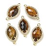 Natural Tiger Eye Faceted Horse Eye Connector Charms G-G181-07G-07-1