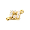 Rack Plating Brass Clear Cubic Zirconia Connector Charms KK-S396-06F-2