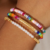 3Pcs Glass & Brass Bead Stretch Bracelets Sets PP8938-5