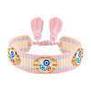 Evil Eye Adjustable Polyester & Alloy & Resin Enamel & Rhinestone Slider Bracelets FS-WG9985D-13-1