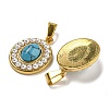 Ion Plating(IP) 304 Stainless Steel Pave Synthetic Turquoise Pendants STAS-U024-16G-02-2