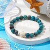 Summer Beach Turtle Dyed Synthetic Turquoise & Round Ocean Jasper Beaded Stretch Bracelets for Women BJEW-JB10937-02-2