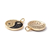 Rack Plating Brass Micro Pave Clear & Black Cubic Zirconia Pendants X-KK-B050-01G-2