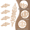 12Pcs 2 Styles Natural Solid Wood Carved Onlay Applique Craft AJEW-AR0005-05-3