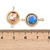 CCB Plastic Frame with Polymer Clay Flower Beads Flat Round Links Connector Charms KK-D103-03G-3
