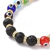 Chakra Theme Handmade Evil Eye Lampwork Beads Stretch Bracelets BJEW-JB09125-4