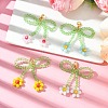 4Pcs 4 Colors Bowknot Flower Glass Pendant Decoration HJEW-TA00276-2