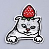 Cat with Strawberry Appliques X-DIY-S041-117-1