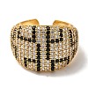 Rack Plating Brass Micro Pave Cubic Zirconia Wide Cuff Rings for Women RJEW-G323-04G-2