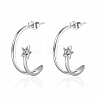 Stainless Steel Arc Stud Earrings with Cubic Zirconia for Women KB3039-2-1