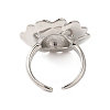 Flower Brass Open Cuff Rings RJEW-A046-06P-3