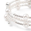 Crystal Rhinestone Tennis Wrap Cuff Bangle with Imitation Pearl Beaded BJEW-XCP0001-07-3