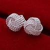 Flower Silver Color Plated Brass Stud Earrings EJEW-BB11932-4
