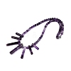 Natural Amethyst Round Beaded Fan Bib Necklaces NJEW-N064-04F-2