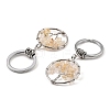 Natural Citrine Flat Round with Tree of Life Pendant Keychain KEYC-E023-03V-2