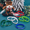 30Pcs 5 Colors Christmas Themed Silicon Cord Bracelets BJEW-CN0001-08-3