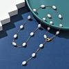 304 Stainless Steel and ABS Imitation Pearl Chain Necklaces NJEW-JN05266-1