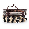 Cowhide & Imitation Leather Cord Knitted Multi-strand Bracelets WG31D03-21-1