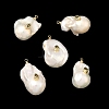 Brass & Pearl Micro Pave Cubic Zirconia Pendants KK-H259-13B-G01-1