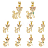 DICOSMETIC 8Pcs 2 Colors Rack Plating Brass Micro Pave Cubic Zirconia Pendants KK-DC0003-21-1