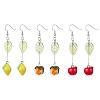 3 Pairs 3 Style Fruit Glass Dangle Earrings EJEW-TA00352-1