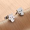 Tarnish Resistant 304 Stainless Steel Kitten Stud Earrings EJEW-F227-08P-3