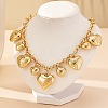 Alloy Flower Textured Heart Bib Necklaces for Women LS-NJEW-S458-01G-1