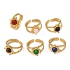 Round Natural Mixed Stone Finger Rings RJEW-Q822-39G-1