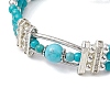 Round Synthetic Turquoise & Non-magnetic Synthetic Hematite Beaded Bracelets BJEW-JB11161-01-3