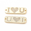 Brass Micro Pave Cubic Zirconia Links ZIRC-L093-34G-2