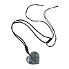 Natural Labradorite Heart Pendant Necklaces PW-WG04E68-01-5