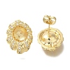 Brass Micro Pave Clear Cubic Zirconia Stud Earring Findings KK-K388-15G-1