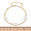 304 Stainless Steel with Acrylic Flower Charm Anklets AJEW-Z044-01G-4