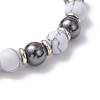 Non-Magnetic Synthetic Hematite & Howlite Beads Stretch Bracelets for Women BJEW-JB12830-4