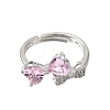 Brass Micro Pave Clear Cubic Zirconia Cuff Open Rings CU-CBA5C10-15P-3