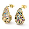 Cubic Zirconia Teardrop Stud Earrings EJEW-H137-01G-06-1