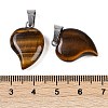 Natural Tiger Eye Heart Pendants G-H073-03P-14-3