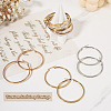  6 Pairs 6 Style 304 Stainless Steel Flattened Big Hoop Earrings for Women STAS-TA0001-89-4