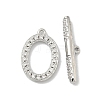 Oval Brass Micro Pave Clear Cubic Zirconia Toggle Clasps KK-G548-25P-1