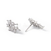 Clear Cubic Zirconia Flower Stud Earrings EJEW-L234-079P-2