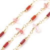 Handmade Brass & Synthetic Cherry Quartz Glass & Glass Tube Beaded Chain for Necklaces Bracelets Making CHC-F019-03G-1