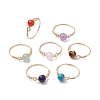 7Pcs 7 Styles Round Chakra Natural & Synthetic Gemstone Beads Finger Rings RJEW-JR00793-02-1