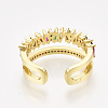 Brass Micro Pave Cubic Zirconia Cuff Rings RJEW-S044-037-3